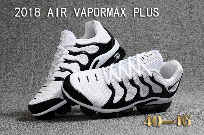 2018 Nike Air VaporMax Plus White Black Shoes - Click Image to Close
